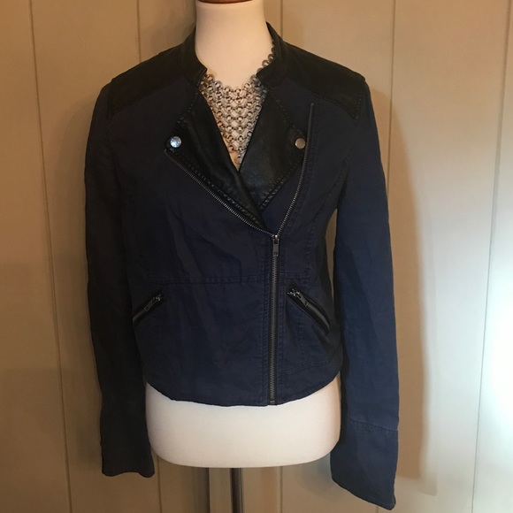 Free People Faux Leather/Linen Jacket - Picture 2 of 8